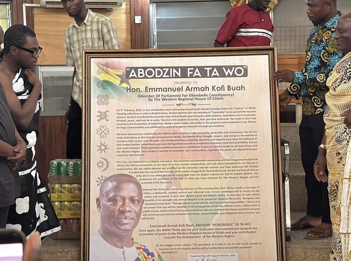 Western Regional House Of Chiefs Honour Armah Kofi Buah For Promoting Peace