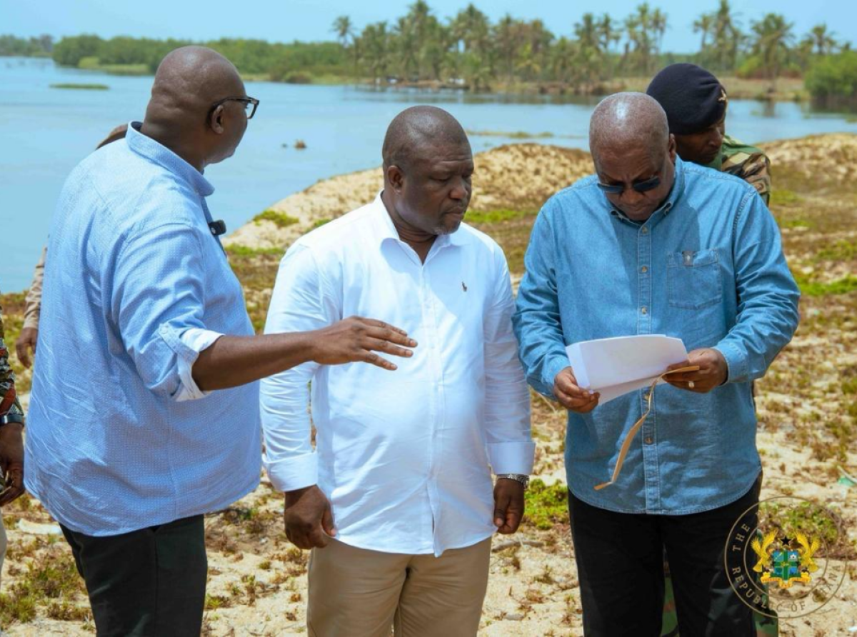 President Mahama visits Coastal Protection Project sites