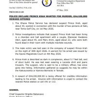 Police declare suspect wanted over double murder near Tema Golf City