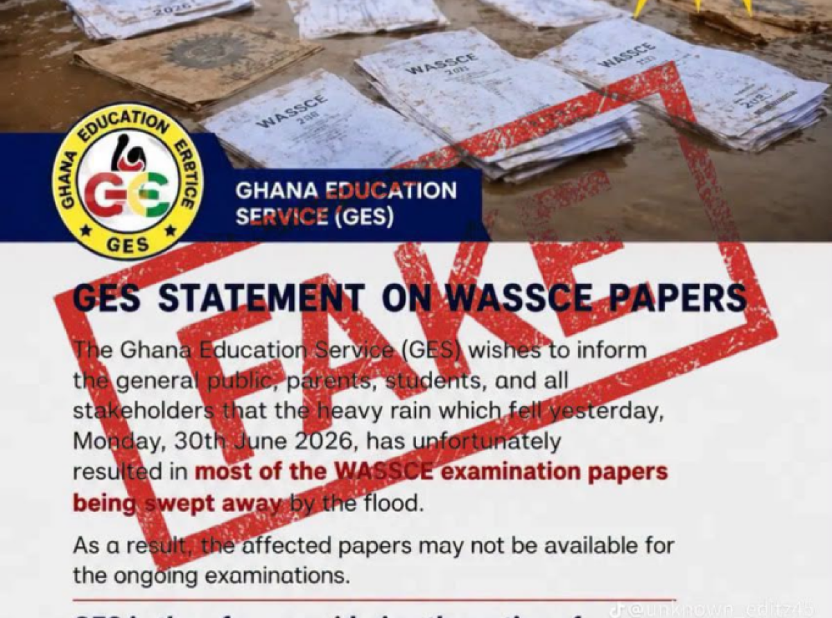 GES debunks viral claim that floodwaters destroyed WASSCE papers